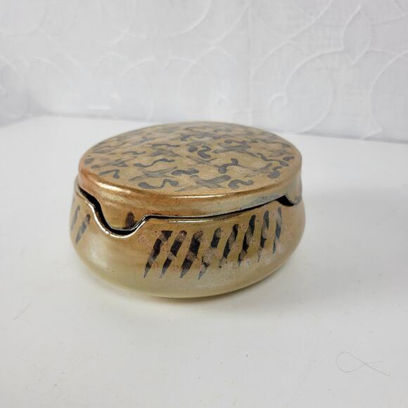 Vintage Boris Vitlin Studio Trinket Box Lid Round Ceramic Handpainted Signed - Picture 12 of 14